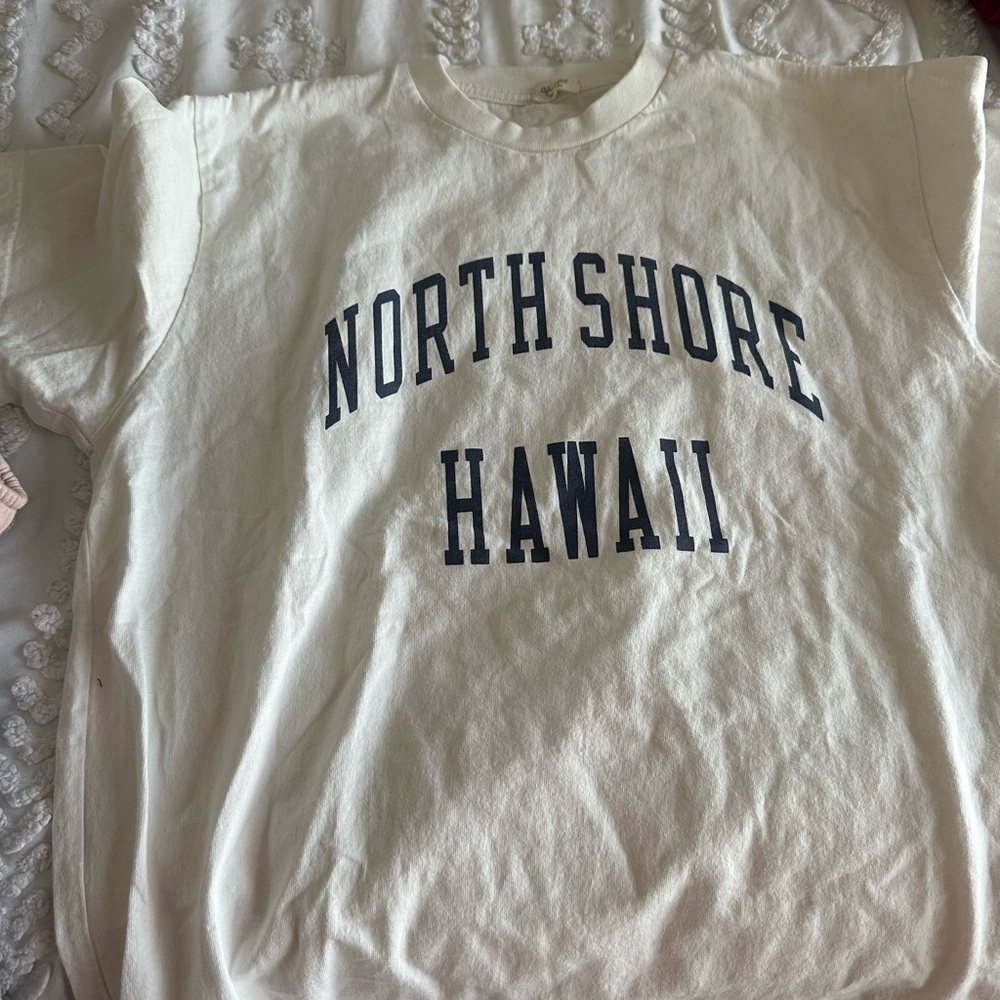 Brandy Melville Cream Tee with Black Print